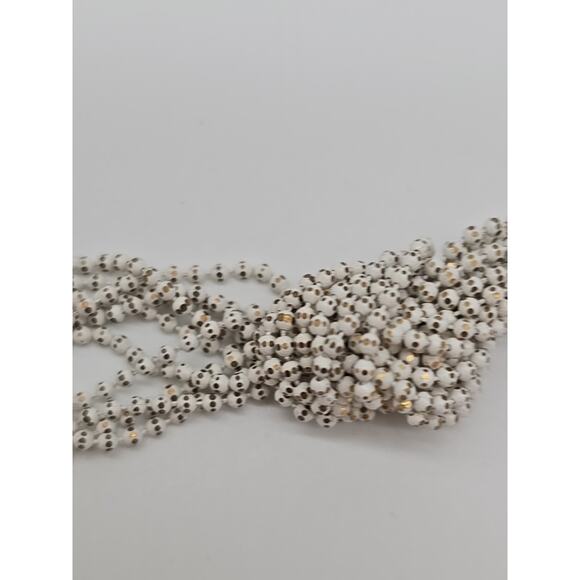 Vintage Petite White & Brass Metal Ball Knotted Tassel Multi Chain 26" Necklace - Picture 8 of 16